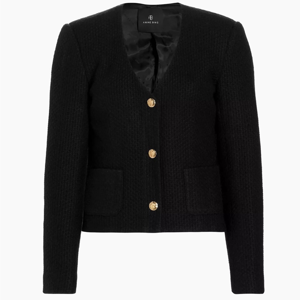 NWT Anine Bing Black Anitta Woven Jacket Size Small